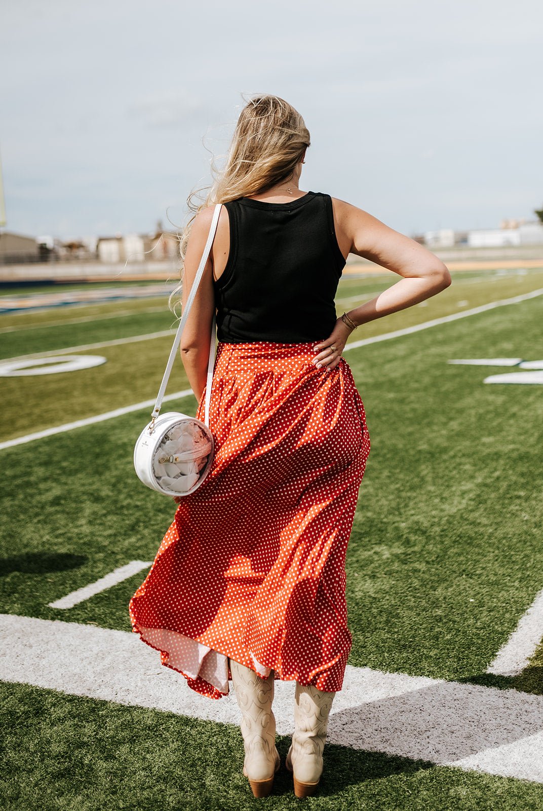 Pleated Polka Dot Rope Tie Maxi Skirt CS4069 - Southern Soule Designs