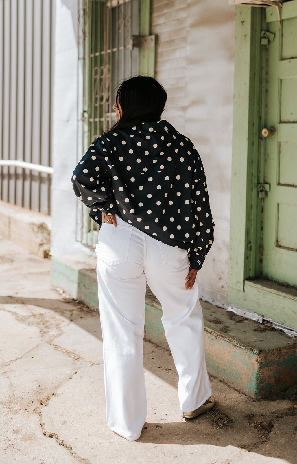 Polka Dot Stand Collar Zip Up Jacket - RJ1156 - Southern Soule Designs