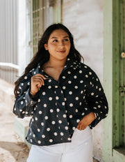 Polka Dot Stand Collar Zip Up Jacket - RJ1156 - Southern Soule Designs