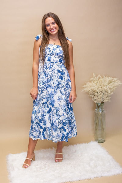 Porcelain Blue Midi Dress - Southern Soule Designs