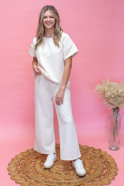 PSP4592 - D Cream Textured Pants - Southern Soule Designs