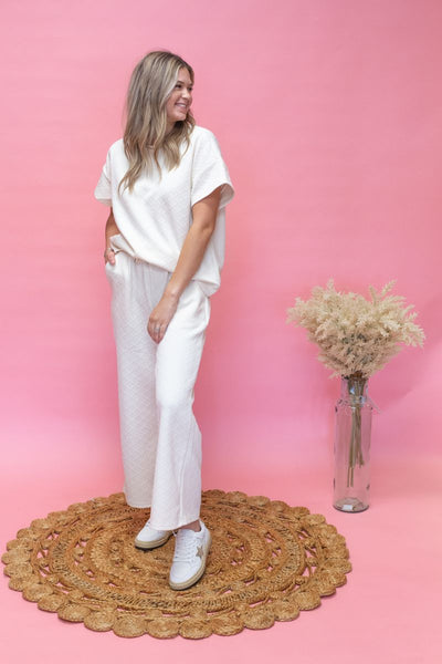 PSP4592 - D Cream Textured Pants - Southern Soule Designs