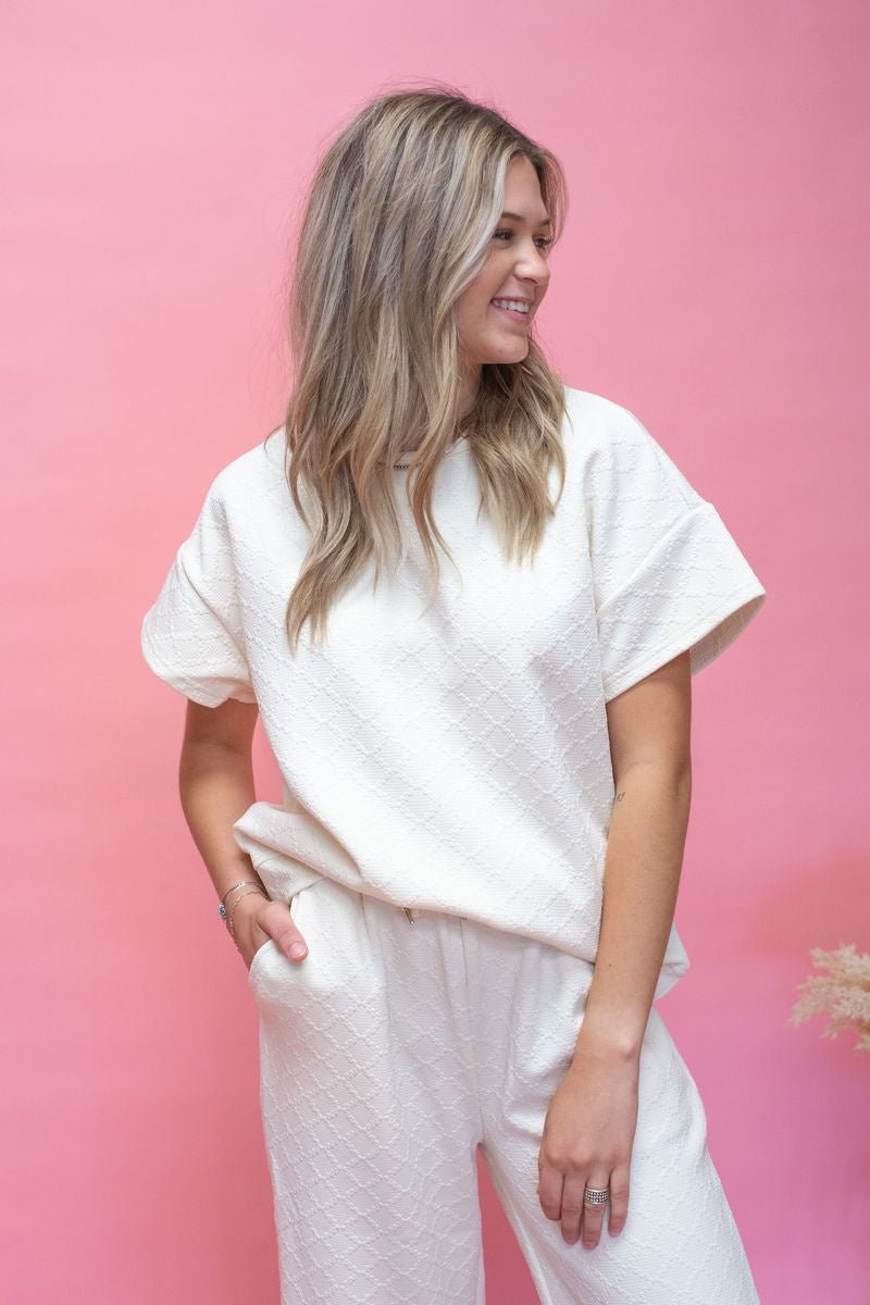 PST7759 - B Cream Textured Top - Southern Soule Designs