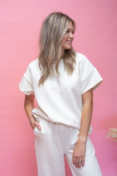 PST7759 - B Cream Textured Top - Southern Soule Designs