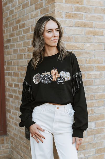 Pumpkin Sequin Patch Top - Southern Soule Designs