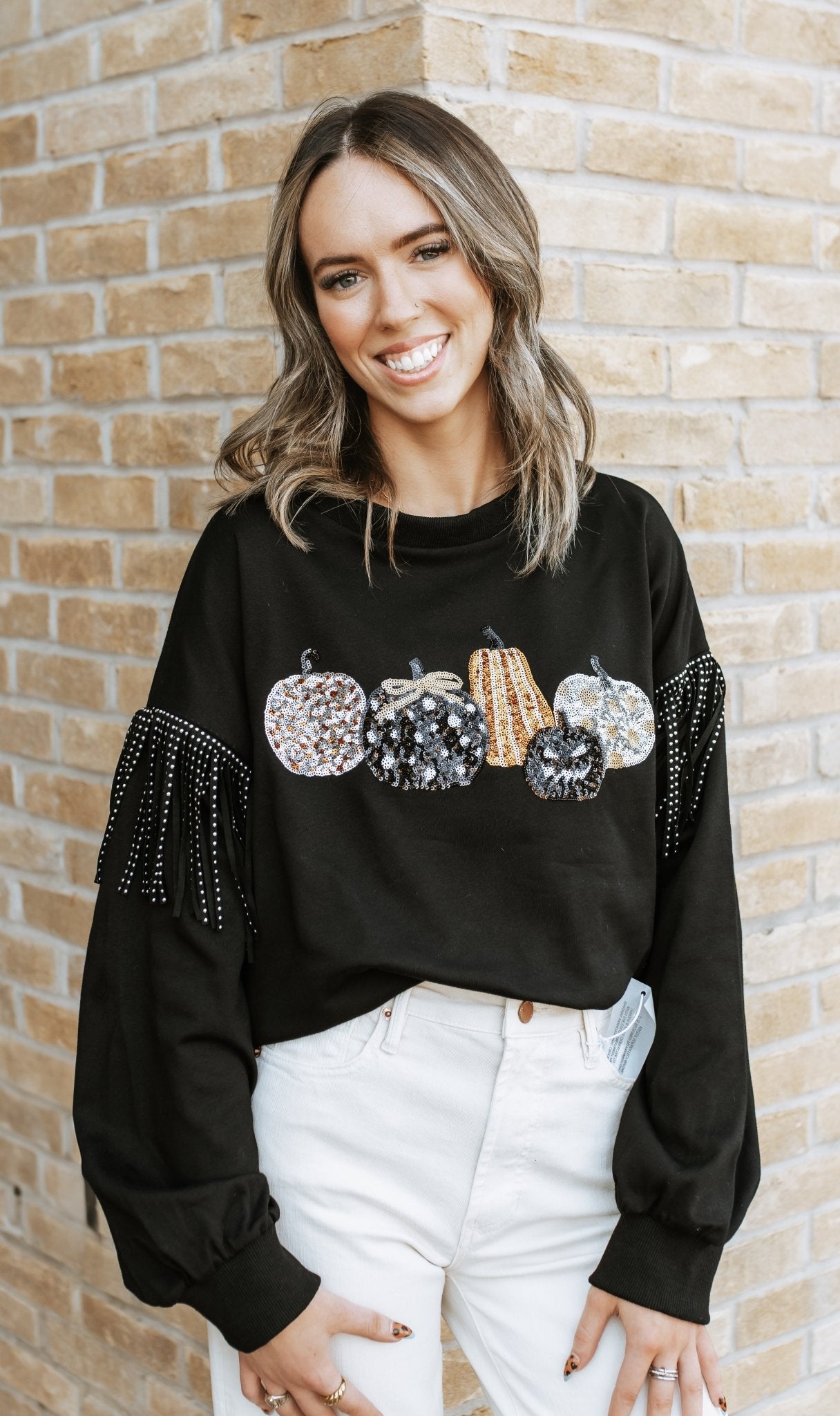 Pumpkin Sequin Patch Top - Southern Soule Designs