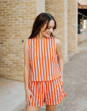 Punch/Coral Striped Tank Top WL25 - 12083T - Southern Soule Designs