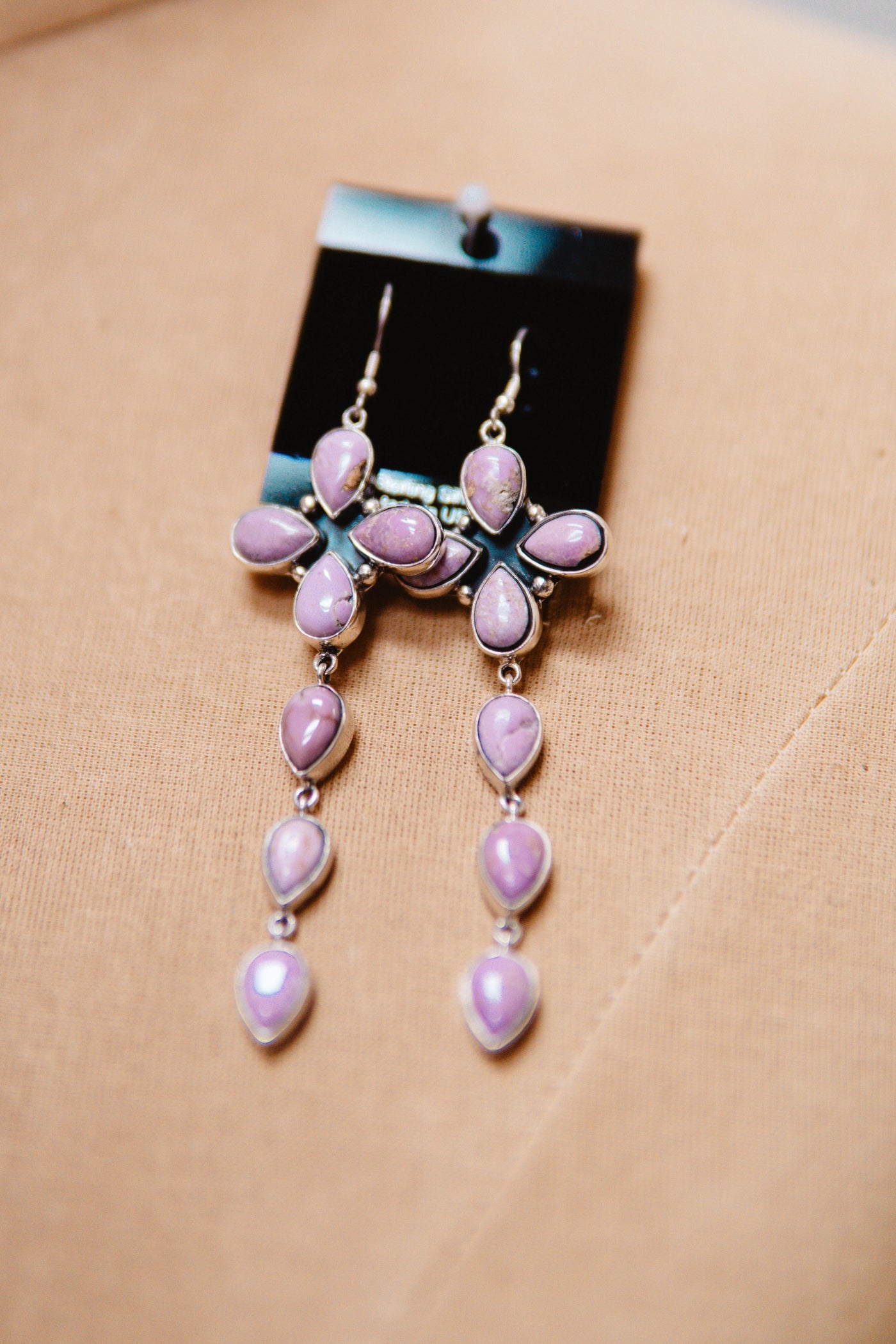 Purple Stone Dangle Drop Earrings