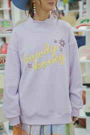 Purple Howdy Honey Mockneck Sweatshirt - Southern Soule Designs
