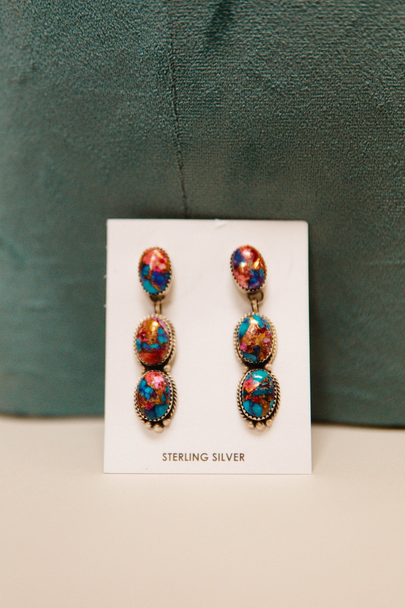 Purple Mohave 3 Stone Drop Earrings - Southern Soule Designs