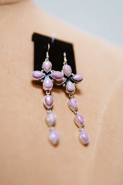 Purple Stone Dangle Drop Earrings