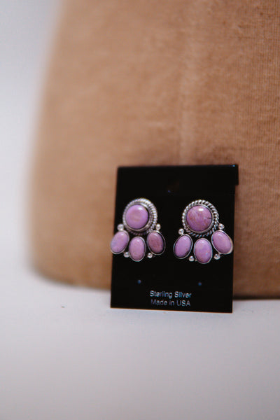 Purple Stone Cluster Studs