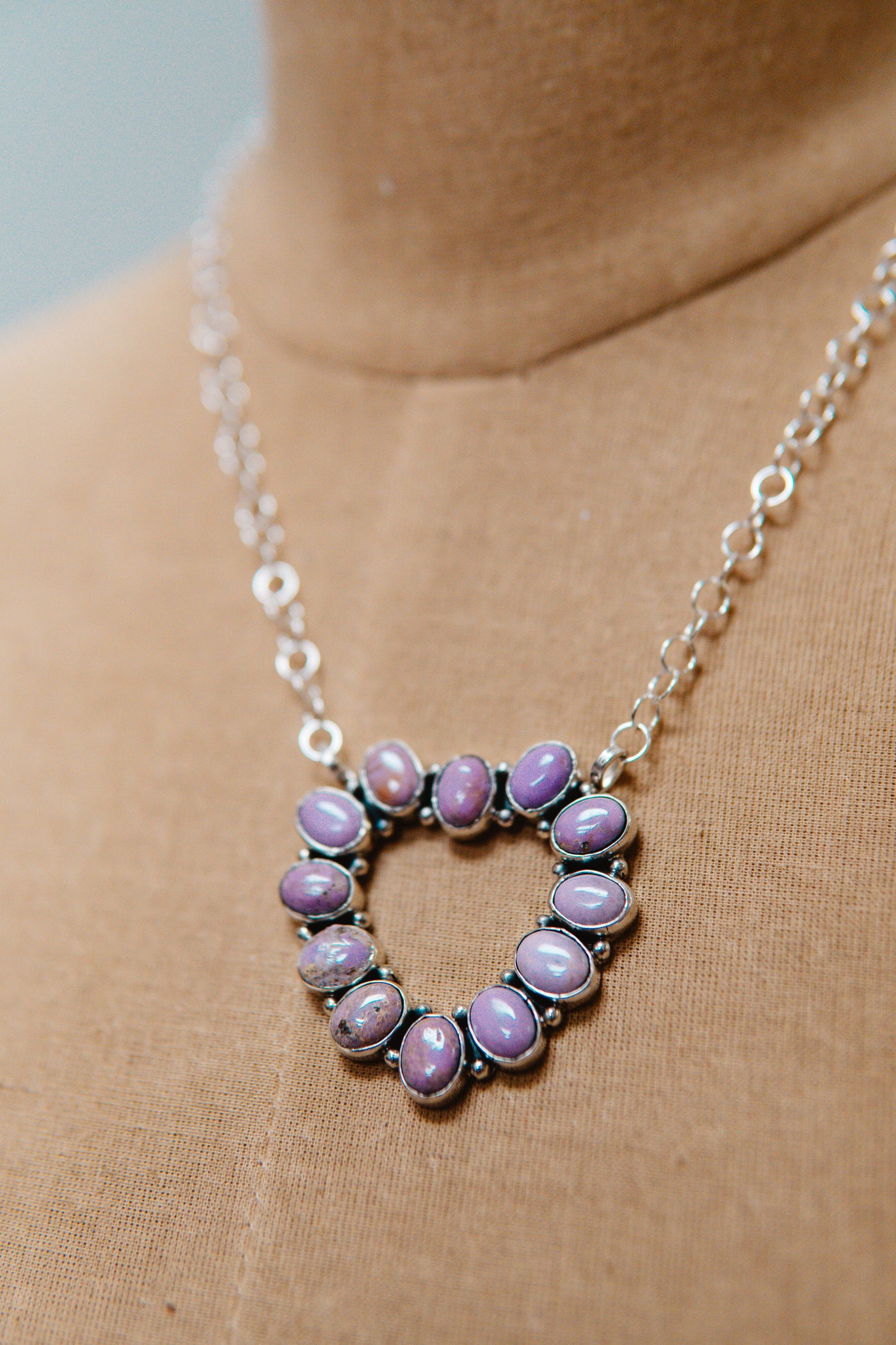 Purple Stone Heart Necklace