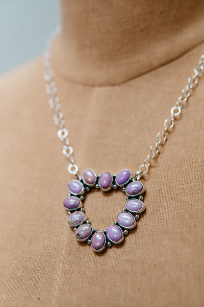 Purple Stone Heart Necklace