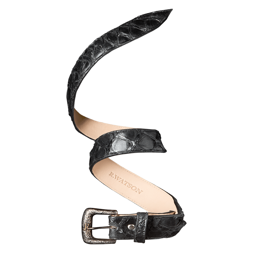 R. Watson Boots Black Matte Pirarucu Belt RWB2507 - Southern Soule Designs
