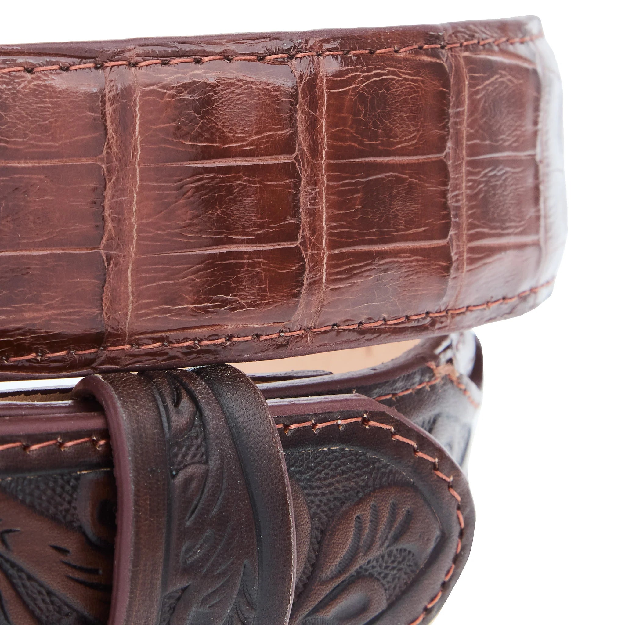 R. Watson Boots Men's Glazed Tobacco Caiman Belt RWB2309 - Southern Soule Designs