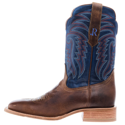 R. Watson Honey Cowhide Electric Blue Top Boot RW8033 - 2 - Southern Soule Designs