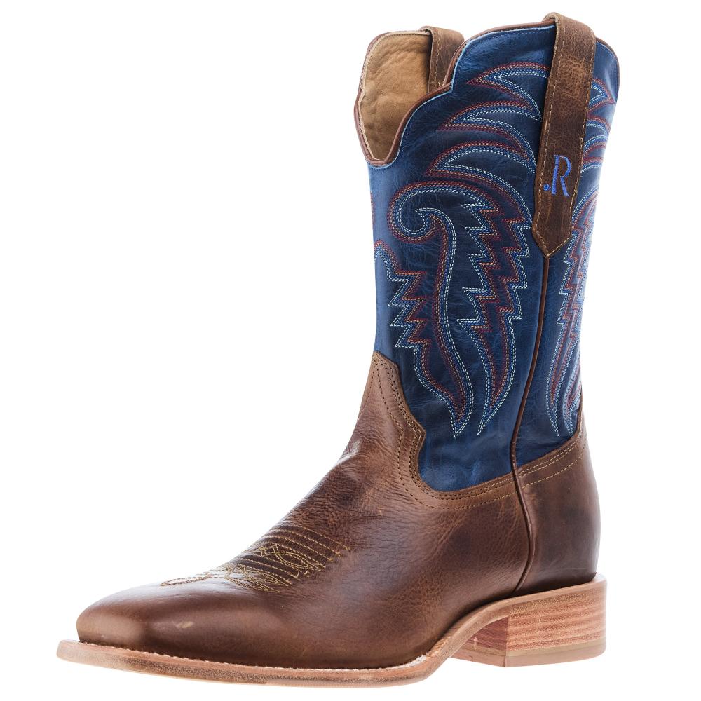 R. Watson Honey Cowhide Electric Blue Top Boot RW8033 - 2 - Southern Soule Designs