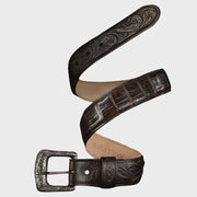 R. Watson Men's Chocolate Caiman Belly Tail Glazed Belt RWB2307 - Southern Soule Designs