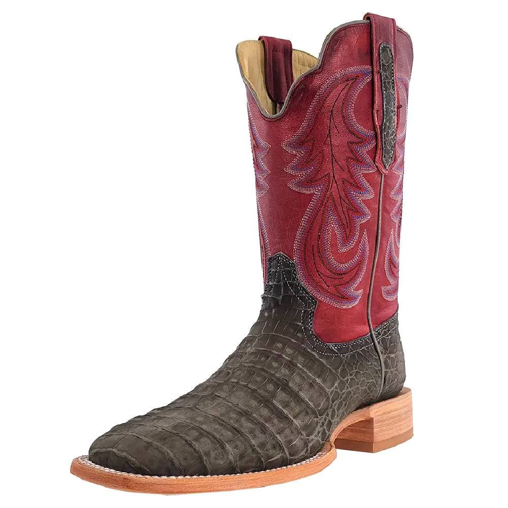 R. Watson Rosa Red & Charcoal Caiman Belly Boot RW2008 - 2 - Southern Soule Designs