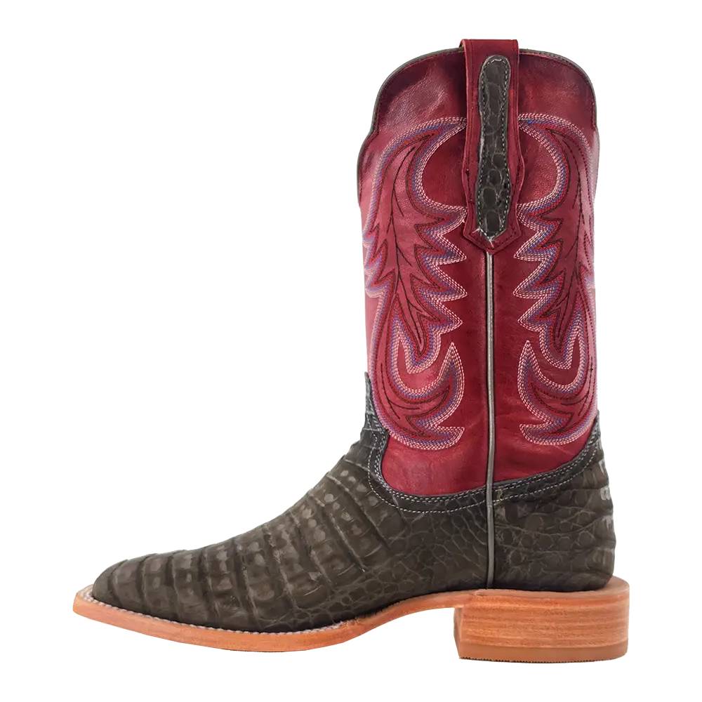 R. Watson Rosa Red & Charcoal Caiman Belly Boot RW2008 - 2 - Southern Soule Designs