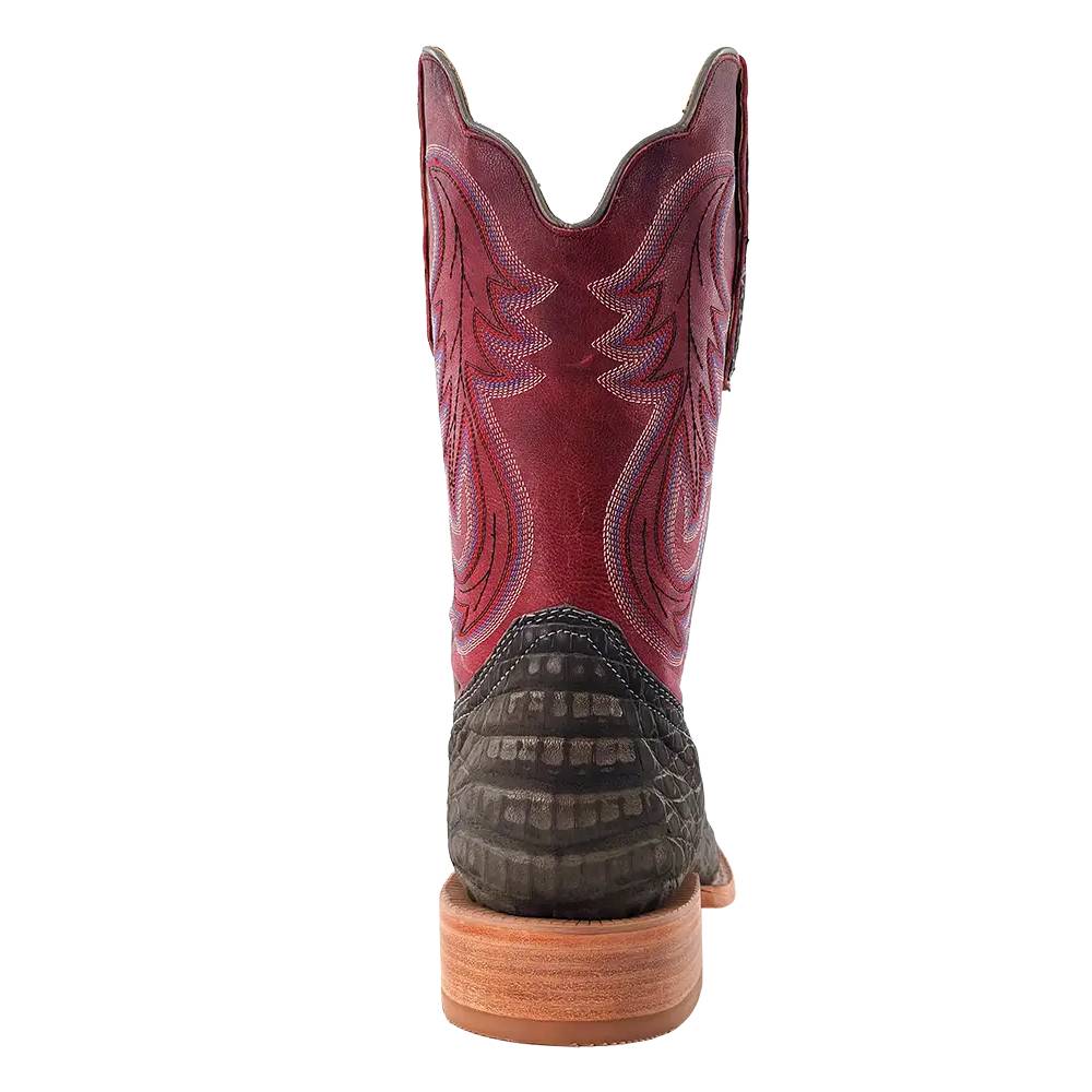 R. Watson Rosa Red & Charcoal Caiman Belly Boot RW2008 - 2 - Southern Soule Designs