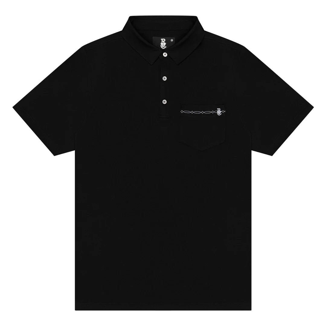 Raised by Coyotes Black Bootstitch Pocket Polo - Southern Soule Designs