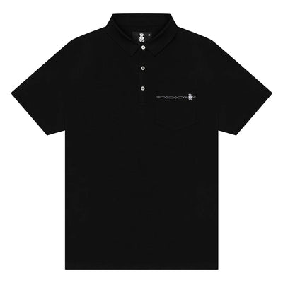 Raised by Coyotes Black Bootstitch Pocket Polo - Southern Soule Designs