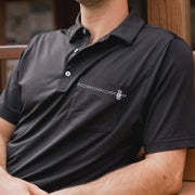 Raised by Coyotes Black Bootstitch Pocket Polo - Southern Soule Designs