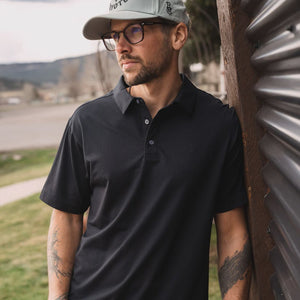 Raised By Coyotes Black Cotton Blend Polo - Southern Soule Designs