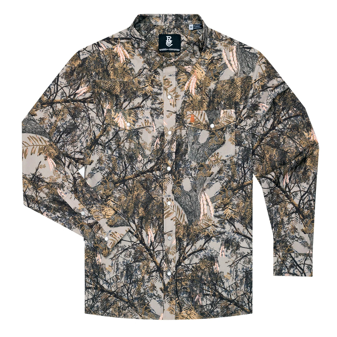 Raised by Coyotes Mesquite Camo Pearl Snap - Southern Soule Designs