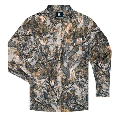 Raised by Coyotes Mesquite Camo Pearl Snap - Southern Soule Designs