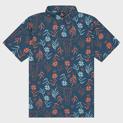 Raised by Coyotes Skulls and Daisies Polo - Southern Soule Designs
