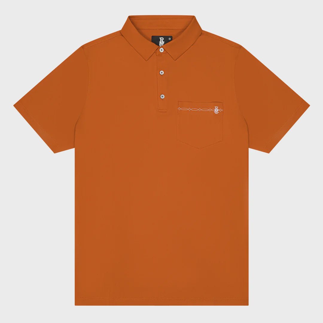 Raised by Coyotes Texas Orange Bootstitch Pocket Polo - Southern Soule Designs
