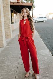 Red Bowie Jumpsuit 81450015PK - Southern Soule Designs