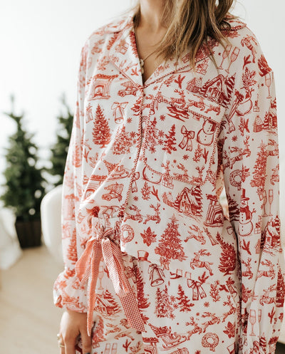 Red Christmas Satin Gingham Pajama Set ITP300045 - 03 - Southern Soule Designs