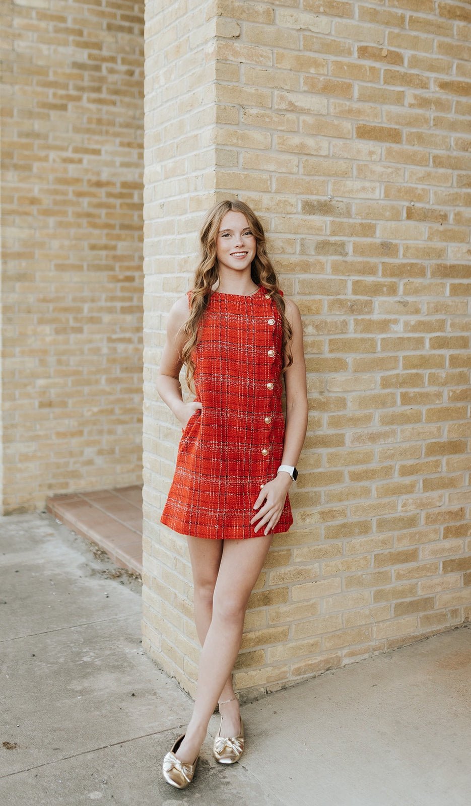 Red Christmas Tweed Scalloped Holiday Mini Dress SD7521E - 01 - Southern Soule Designs