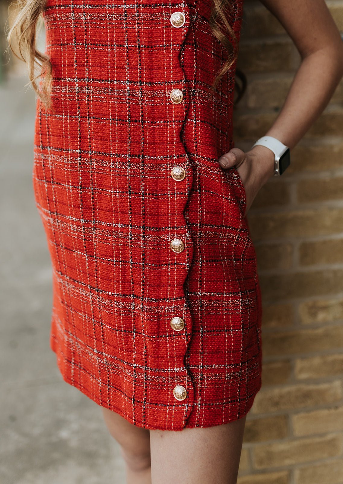 Red Christmas Tweed Scalloped Holiday Mini Dress SD7521E-01 Small Red Christmas Tweed Scalloped Holiday Mini Dress SD7521E-01 Small
