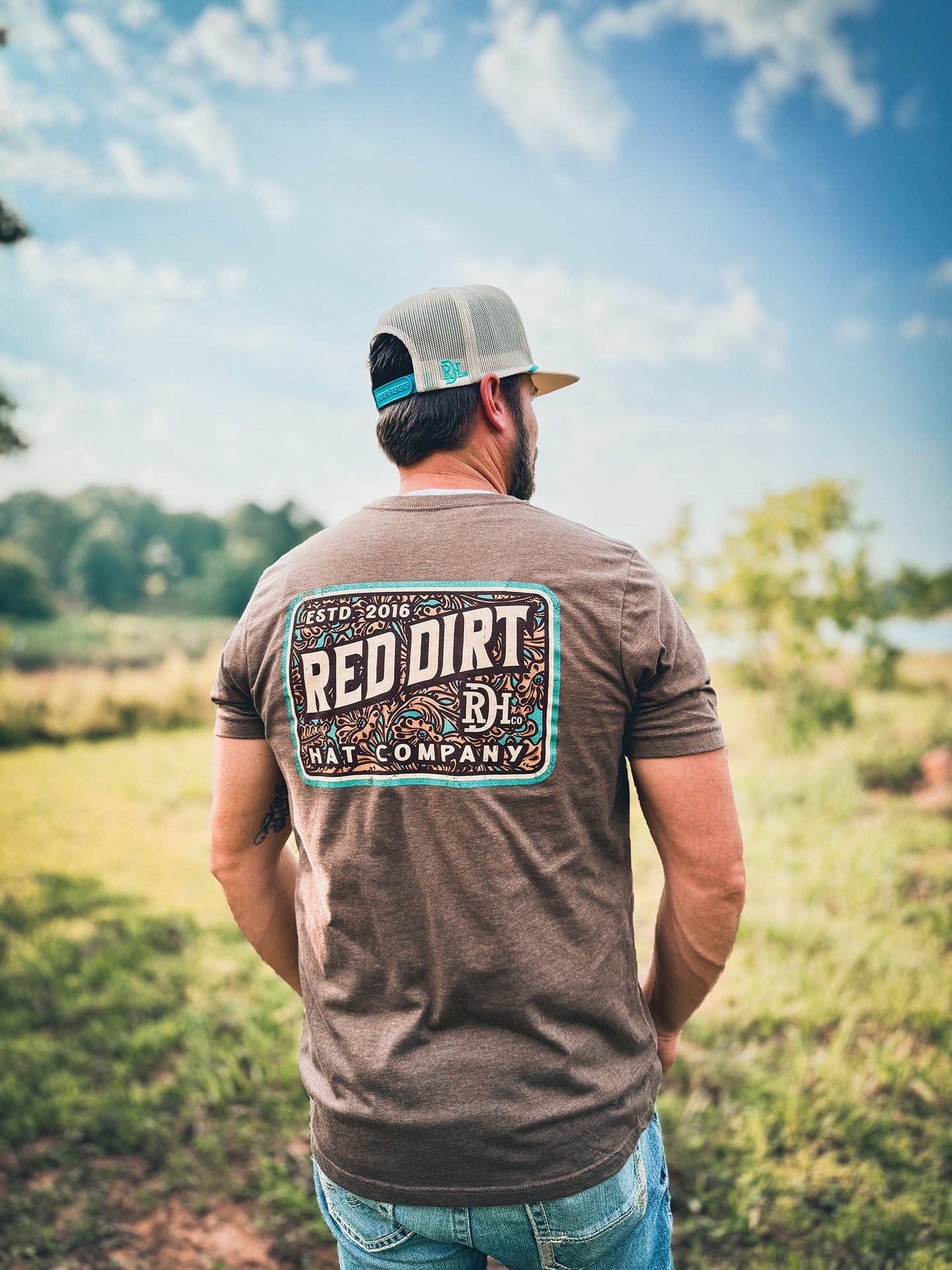 Red Dirt Tooled Leather Tee RDHC - T - 185 - Southern Soule Designs