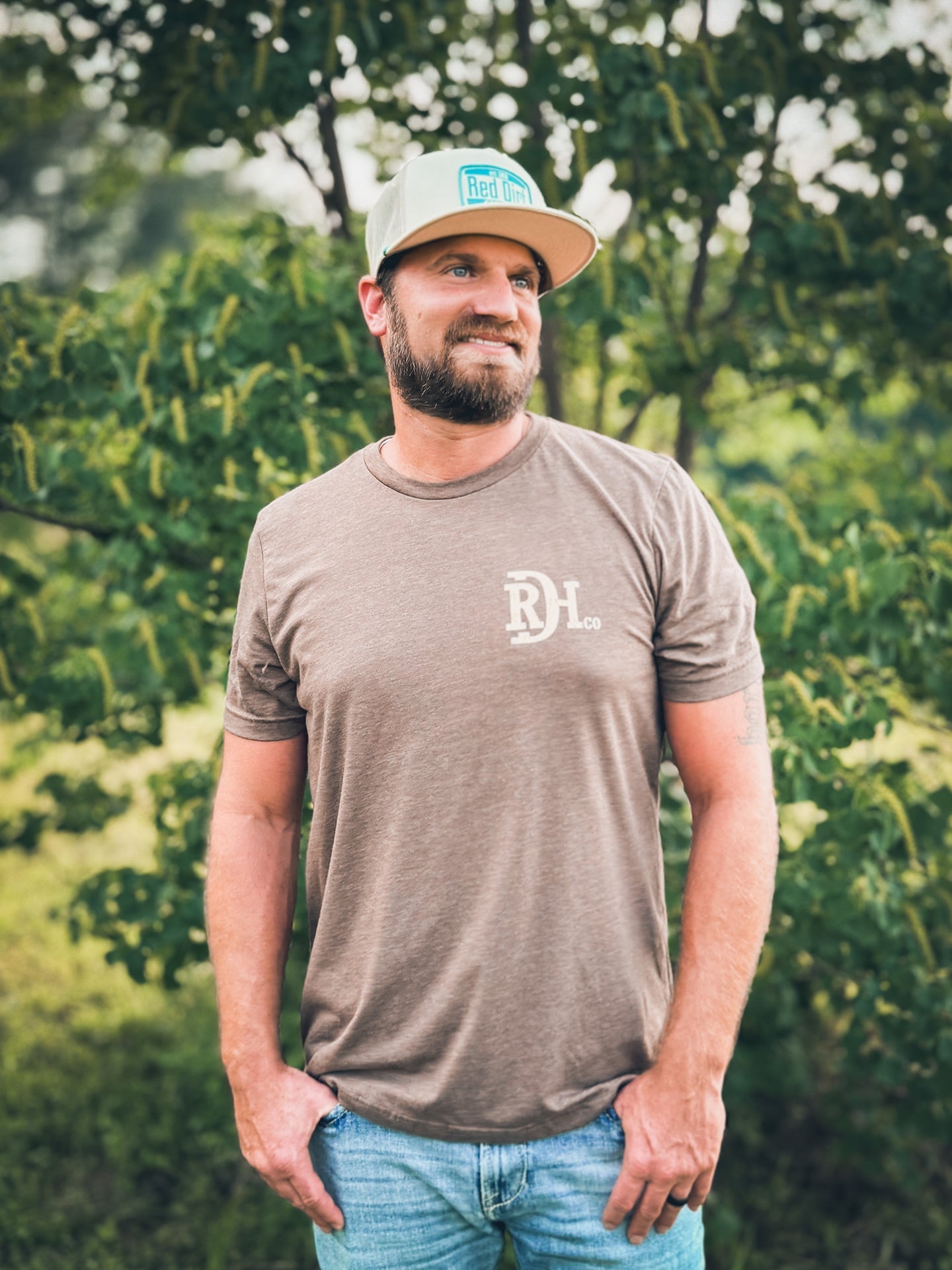 Red Dirt Tooled Leather Tee RDHC - T - 185 - Southern Soule Designs