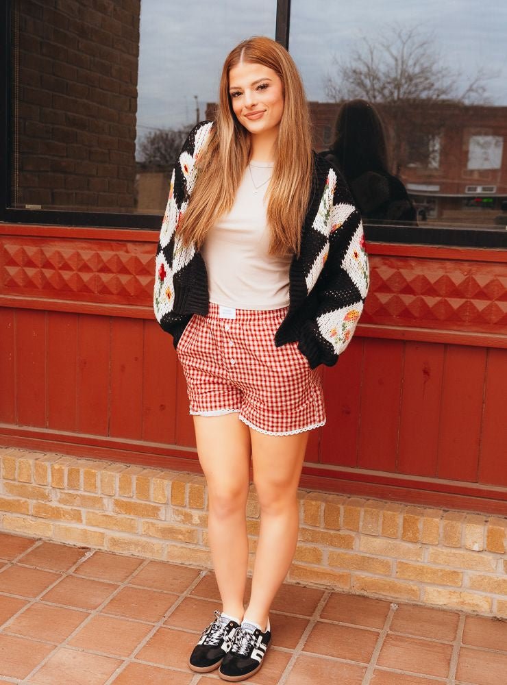 Red Gingham Boxer Shorts TBP13389 - Southern Soule Designs