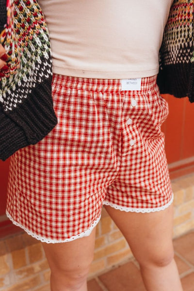 Red Gingham Boxer Shorts TBP13389 - Southern Soule Designs