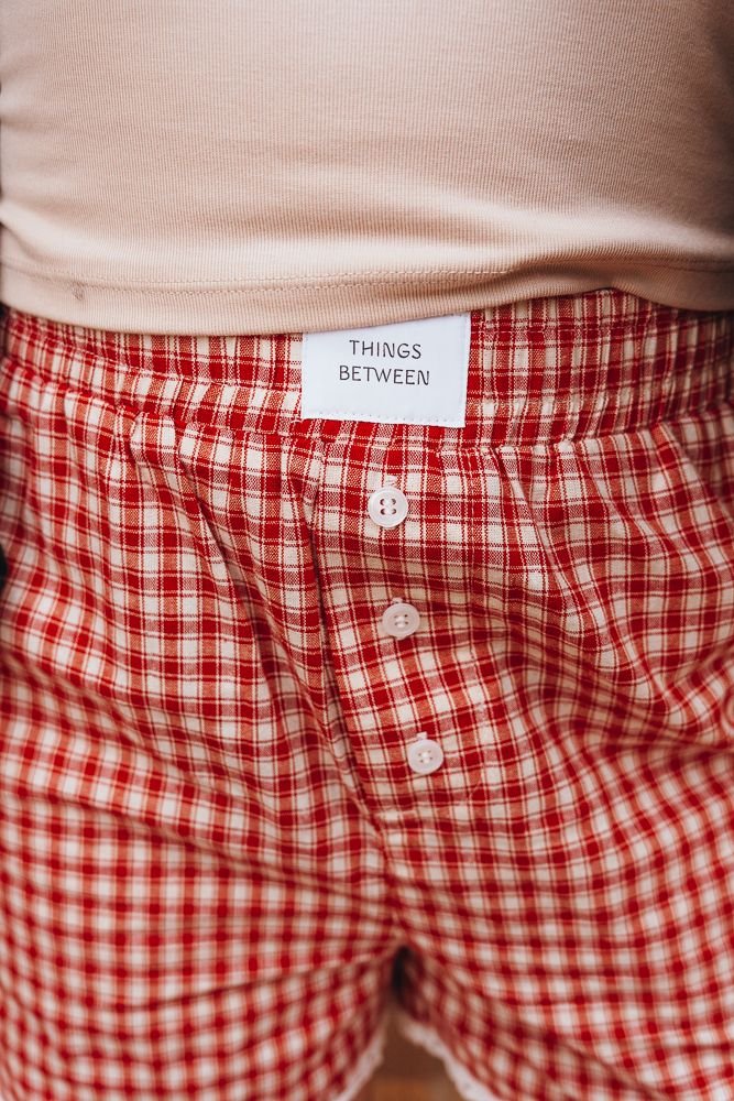 Red Gingham Boxer Shorts TBP13389 - Southern Soule Designs