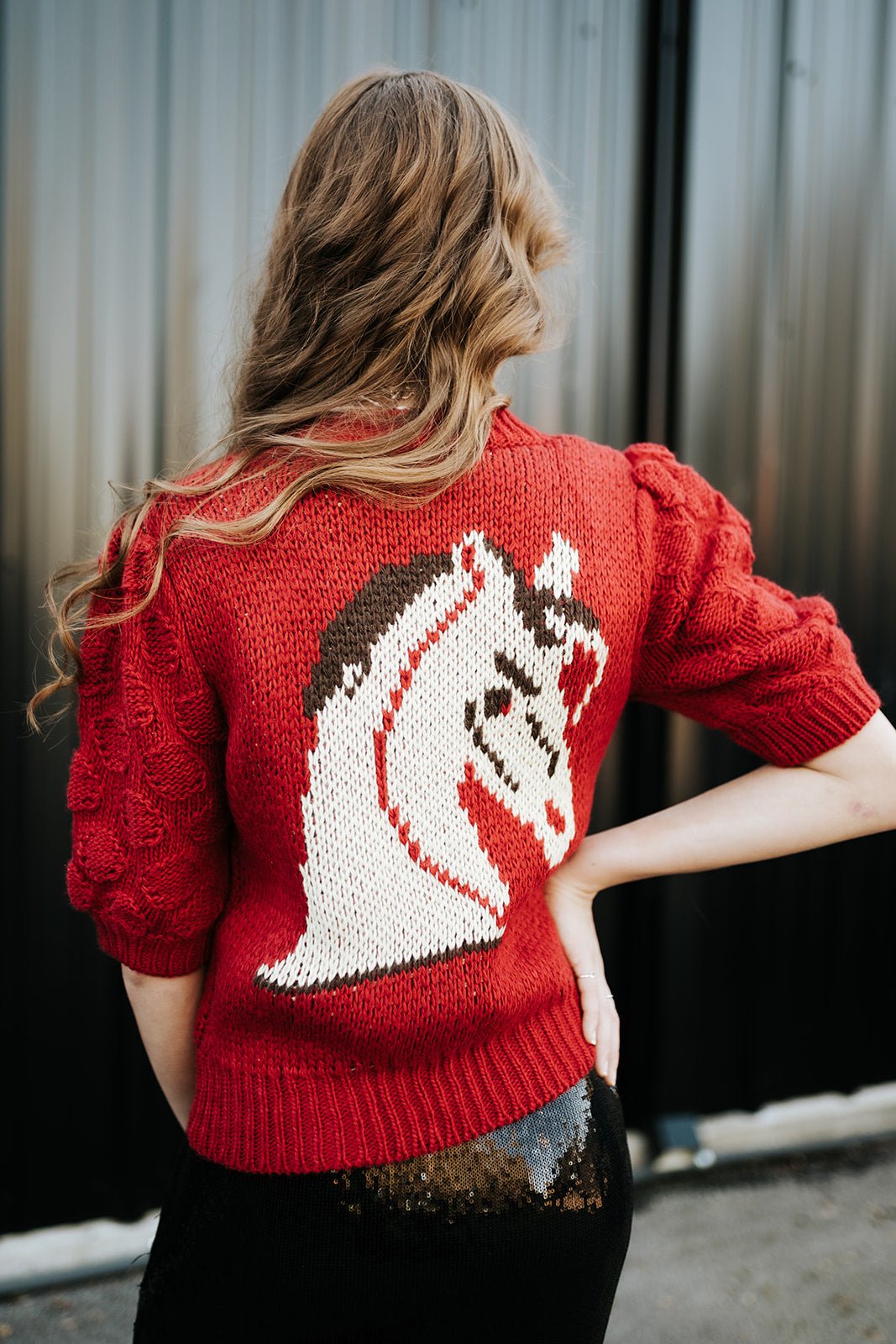 Red Horse Knit Cardigan BRW3743 - 1 - Southern Soule Designs