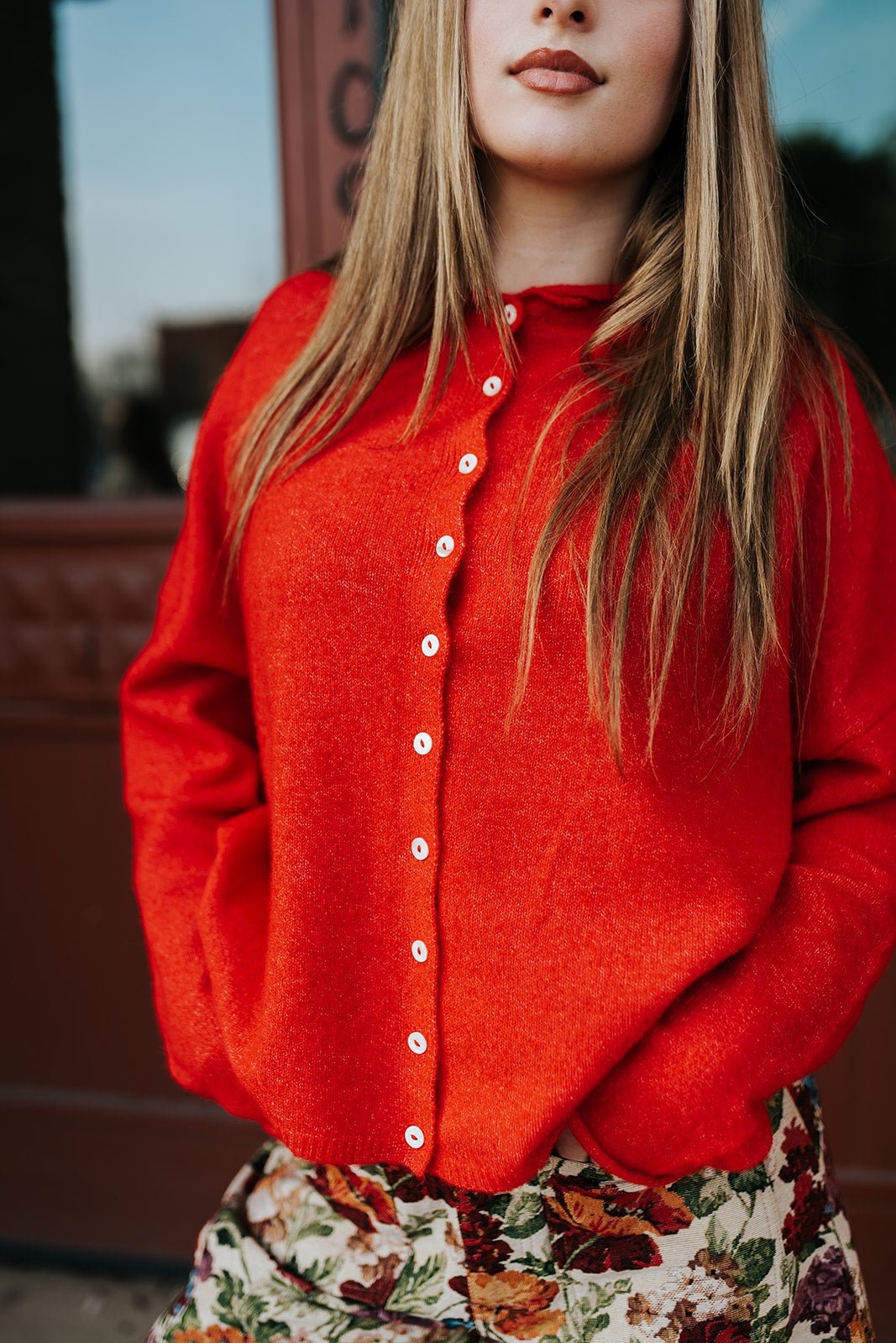 Red Lightweight Cardigan TBW237 - Southern Soule Designs