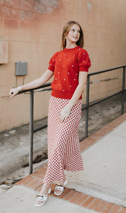 Red Plaid Maxi Skirt TBS14258 - Southern Soule Designs