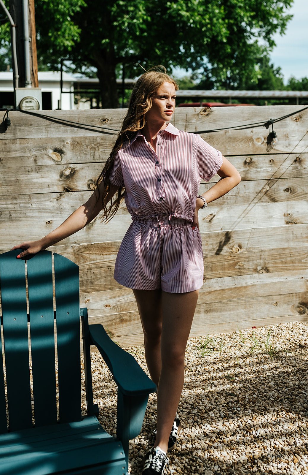 Red Stripe Short Sleeve Button Down - Southern Soule Designs