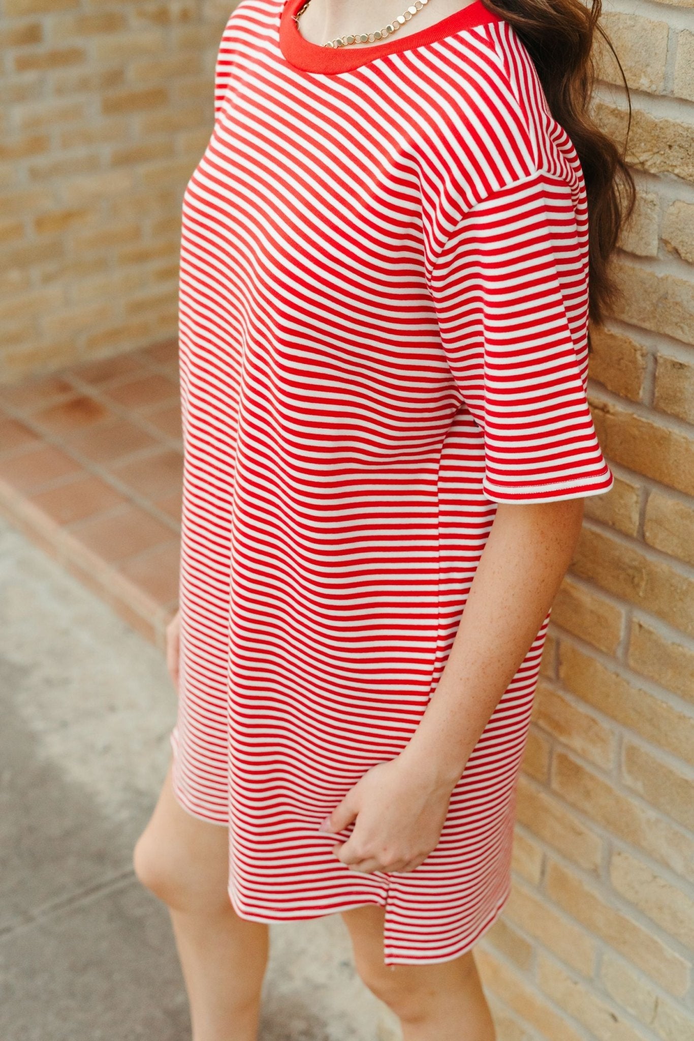 Red Striped T-Shirt Dress TBD506 - Southern Soule Designs