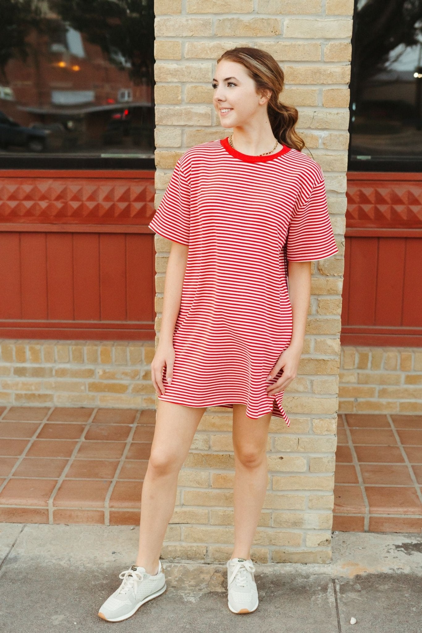Red Striped T-Shirt Dress TBD506 - Southern Soule Designs