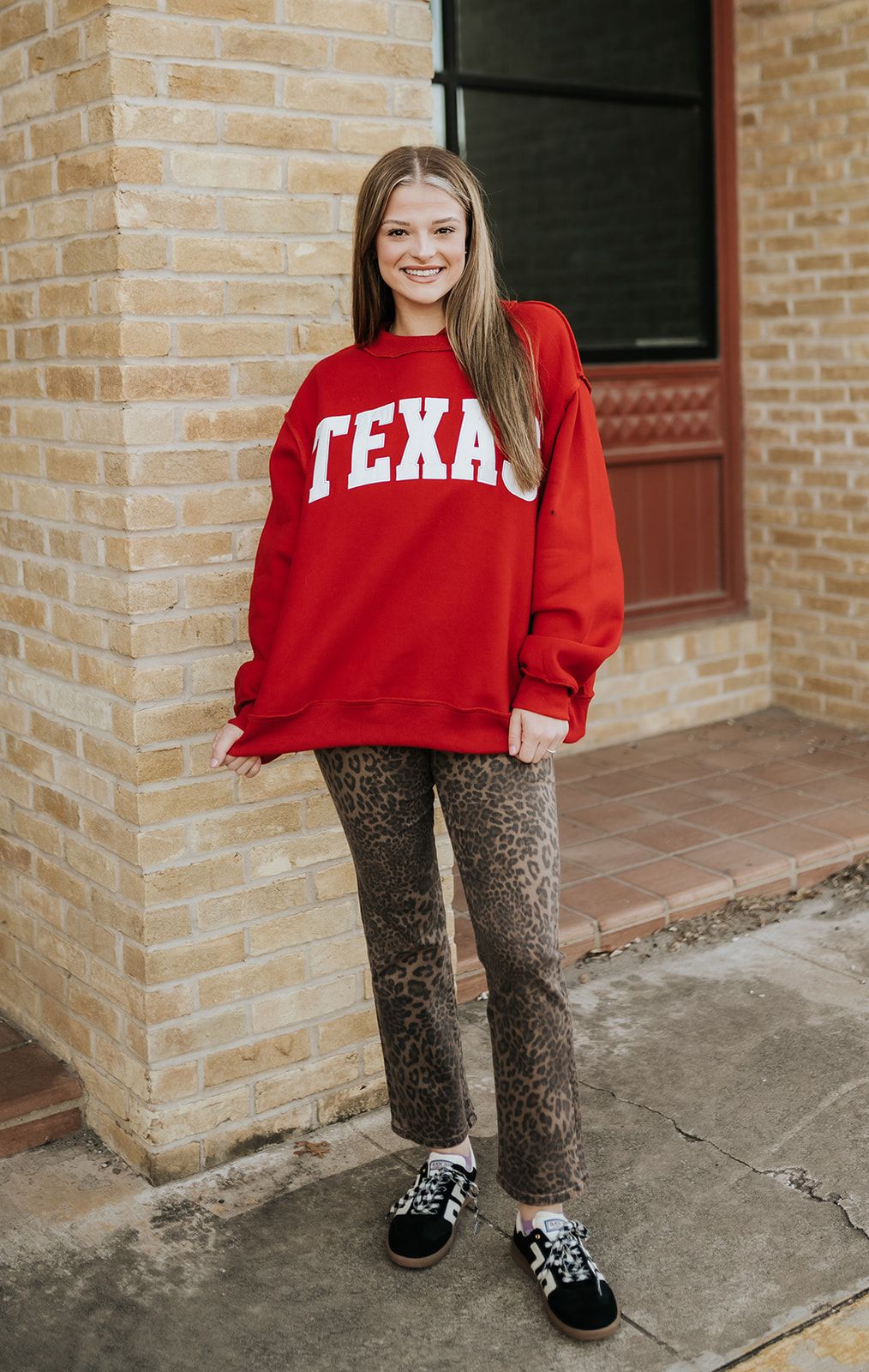 Red Texas Mock Neck Sweatshirt IT2594E - Southern Soule Designs